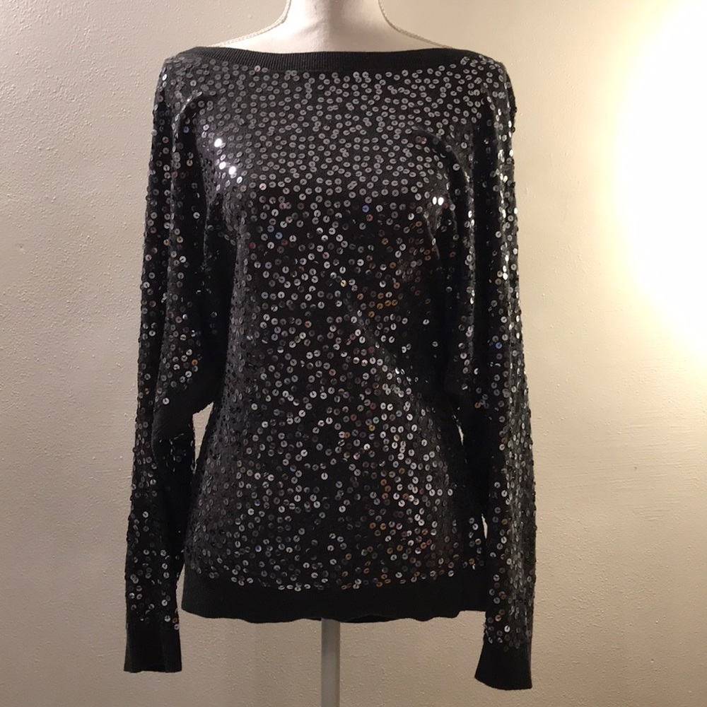 INC | XL | slate gray sequin sweater